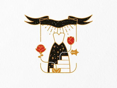 Vintage Wedding Dress american tattoo bow dress illustration lineart love oldschool outline retro roses secret society tattoo vintage wedding