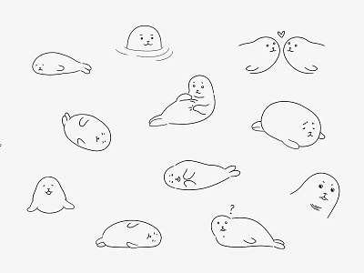 Seal Emoji animals apple sticker emojis hand drawing illustration ios sea creature seals stickers