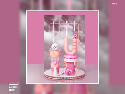 cloud 3d c4d cloud design dm pink ui