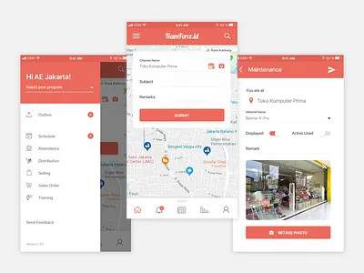 TeamForce.id Android App android app clean creative dashboard design flat homepage illustration minimalistic mobile navigation ui ux