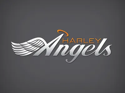 Harley-Davidson Promo Team Logo Design angel bike davidson dealership design feather halo harley logo motorcycle script wings