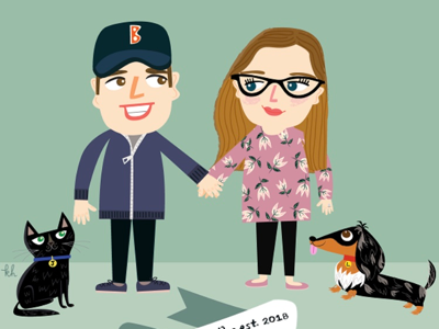 Custom family portrait cat dog family portrait