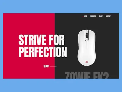 Zowie Hero branding design gaming gaming design gaming mouse hero hero banner landing design landing page landing page design minimal minimalist design nav navbar product product page simplistic typography ui zowie