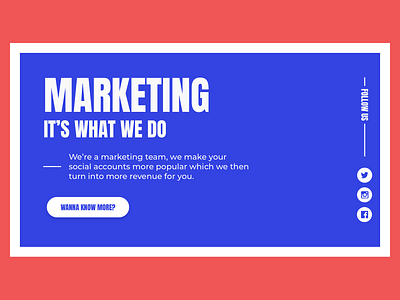 Marketing Hero #2ColoursChallenge blue branding challenge design hero hero banner landing design landing page landing page design marketing marketing agency marketing campaign marketing design minimal minimalist design purple two colors typography ui web