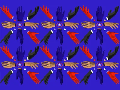 Surreal Pattern collage color digital explorations hands pattern surrealism