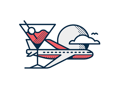 Jet Blue Illustration airplane drink editorial icon illustration travel