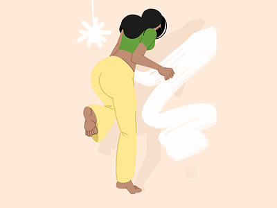 Yellow trousers girl character girl illustration