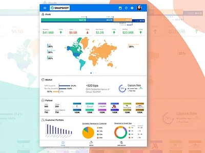 Dashboard For Cxo app customerportfolio design dribbleshot graph international money mpandaarts mpandaphotos partners profits revenue typography ui ux vector