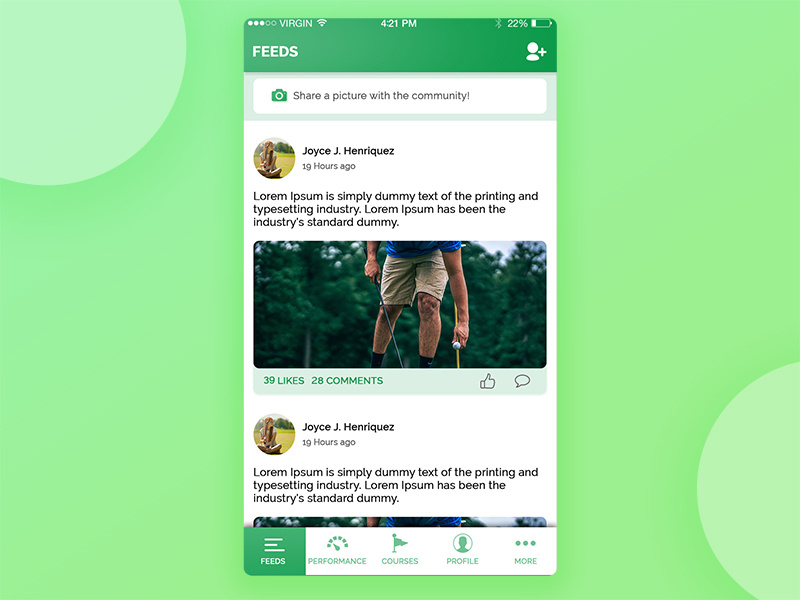 News Feed UI by Saurabh Rathod on Dribbble