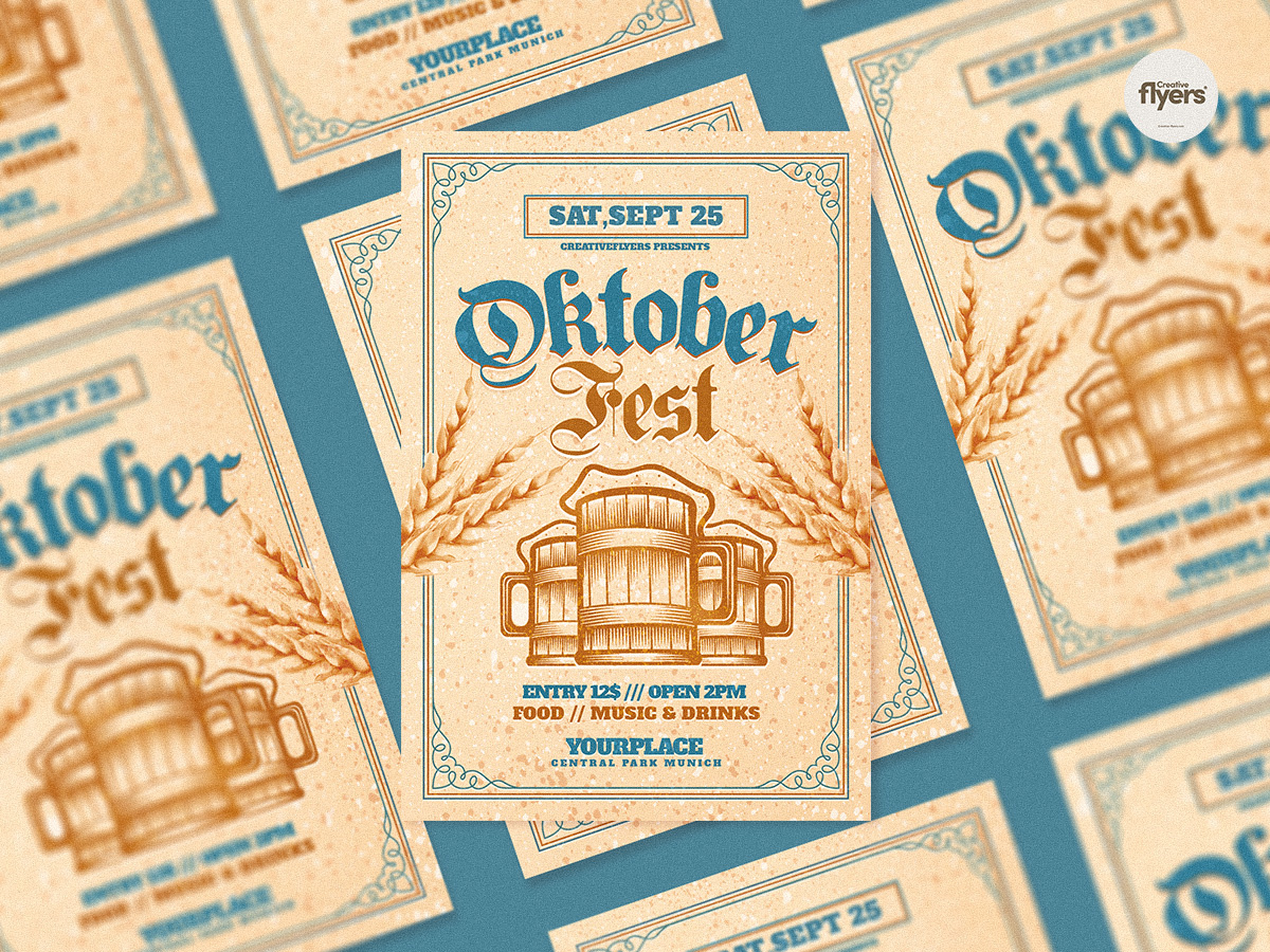 Oktoberfest Flyer Template creative flyer design flyer flyer party flyer template graphic design illustration oktober oktoberfest photoshop poster psd flyer