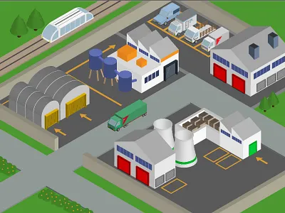 Isometric factory adobe illustrator game asset illustration isometric illustration