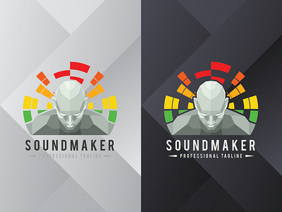 Sound Maker Logo app audio brand branding colorful company design futuristic human icon identity logo modern polygonal robot sound tech technology vector web