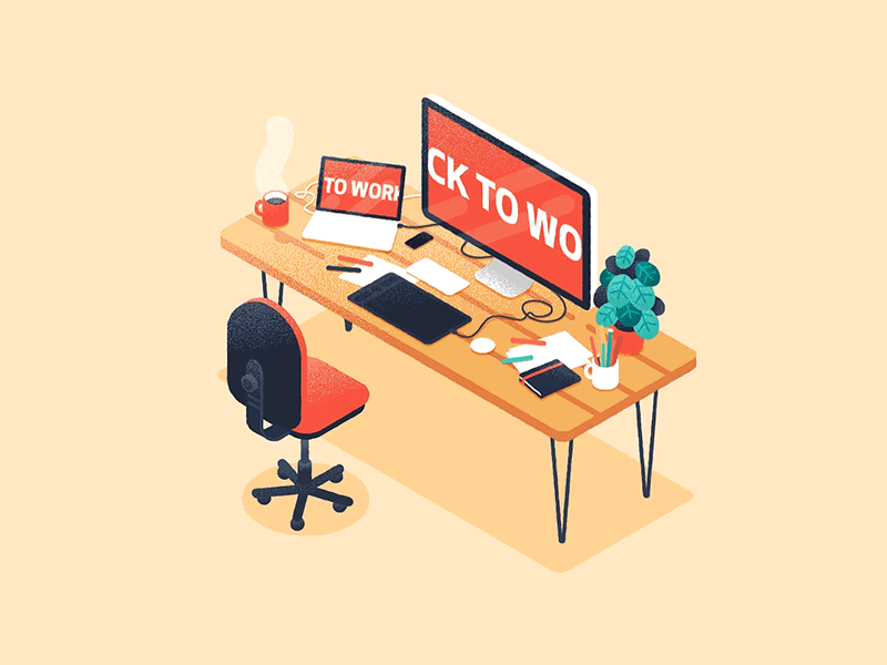 Back To Work desk gif illustration motiondesign vector