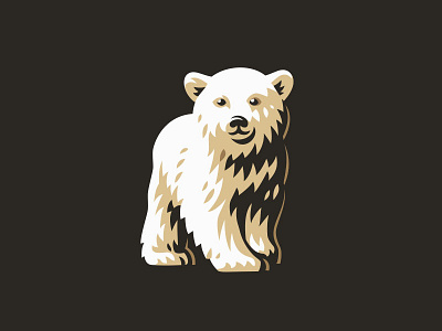 White Bear animal bear icon illustration line little logo style white