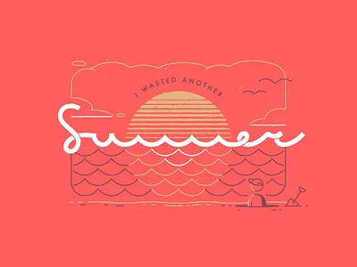 Summer beach just for fun logo print sea stripes summer sun typography