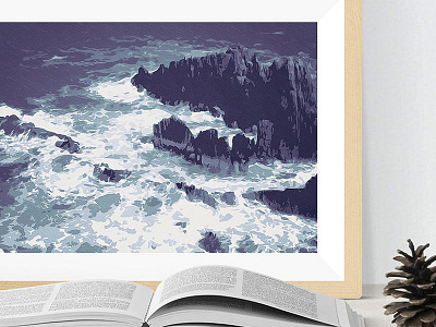 Stormy Sea art digital art illustration old school print retro vector art