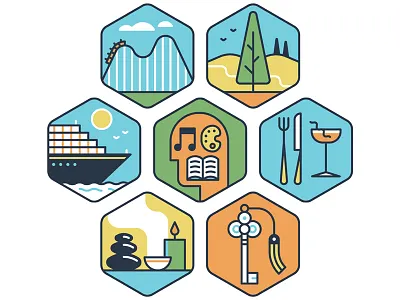 Destinations clean design editorial flat graphic icon illustration logo retro shape simple vector