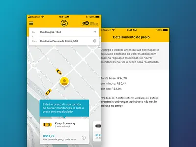 EasyTaxi Fixed Price app cab data driven design experience interface product ui ux