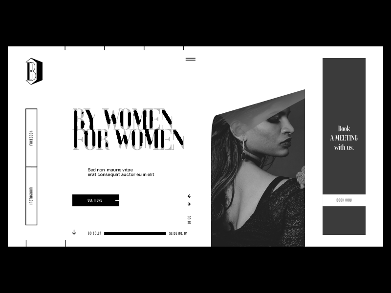 Beauty Salon (Website v2-B&W) beauty creative design expierience femininity girl graphic interface landing layout page site ui user ux web website women