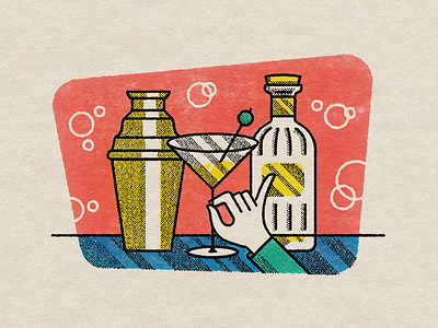 Have a cocktail on me alcohol cocktails editorial illustration halftone illustration ipadpro martini photoshop retro texture