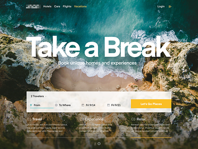 Travel Site - Landing beach branding landing page shore travel ui vacation website