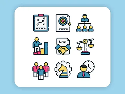 Strategic Management business design filled line icon iconset illustration management strategy ui ux