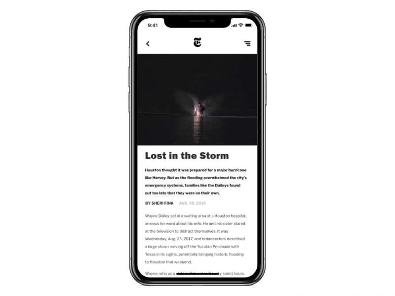 NYT Social Sharing Concept 2018 animation article dailyui flinto iphonex news share sketch social ui ux