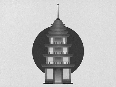 Grain Texture Pagoda black black white building flat grain icon illustration japan japanese logo minimal monochrome pagoda texture tower vector vintage