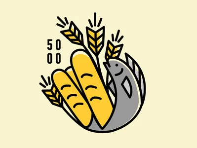 5000 - Feed the Hungry 5000 badge bread church fish homeless illustration logo ministry vector wheat