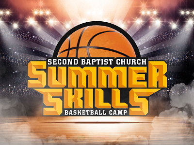 Second Baptist Church - Summer Skills Camp basket ball basketball basketball court basketball logo black camp camp logo church design graphic logo orange sports sports camp typography