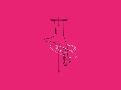 Reach clean custom design halo hand illustration monoline pink vector