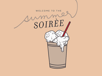Summer Soirèe digital illustration drawing drink illustration ice cream illustration invitation invite melting milkshake root beer float summer summer party summer party flyer welcome