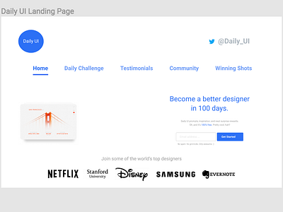 Daily UI #100: Redesign Daily UI Landing Page dailyui 100