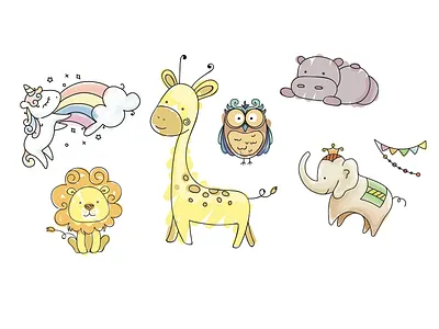 Animals childrens graphics design illuatration vector