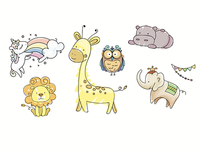 Animals childrens graphics design illuatration vector