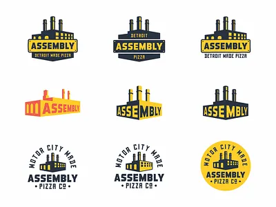 Detroit pizza factory logo perspective pizza