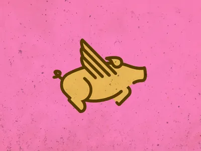 When Pigs Fly brand illustration line pig wings