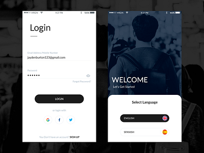 Login Page android ui choose language design forgot password ios design job app job application job search job searching job ui design language language select login login design login page login page design login screen login ui ui design uiux