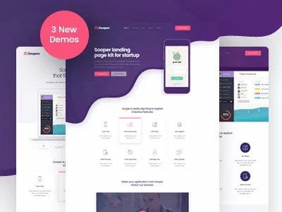 Sooper - Mobile, Desktop, Web App Showcase app desktop landingpage mobile onepage saas software startup webapp