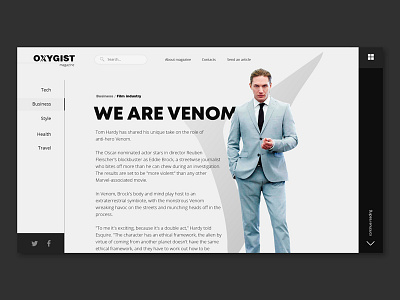 Online magazine article design idea magazine news online site tom hardy venom web