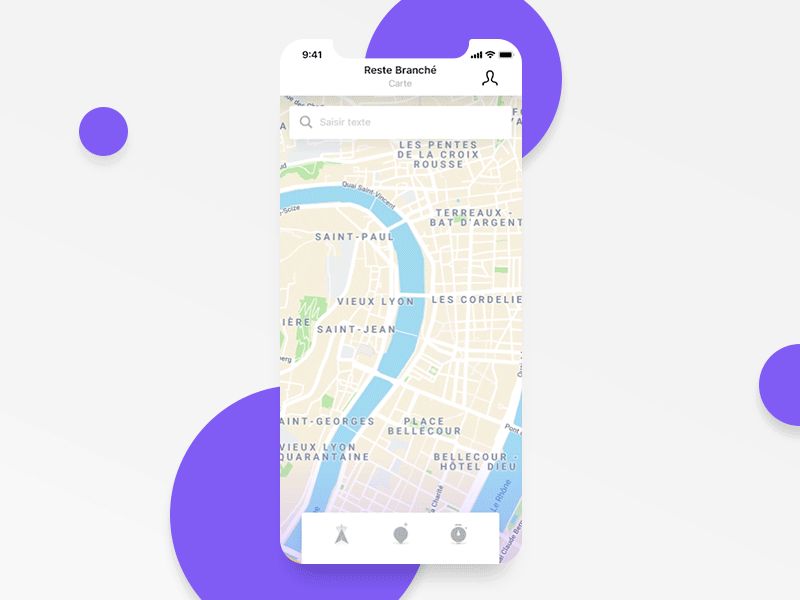 "Reste Branché" in app onboarding after effect animation coworking design purple ui ux