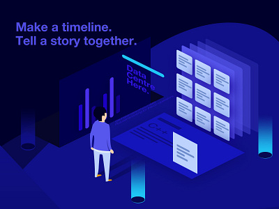 2.5D banner illustration ui
