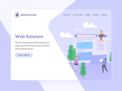 Hexsolution Landing Page design illustration landing page logo sketch software house ui uidesign web