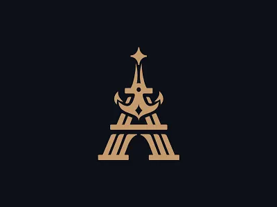 Eiffel tower and anchor anchor creative eiffeltower logo paris tower vector
