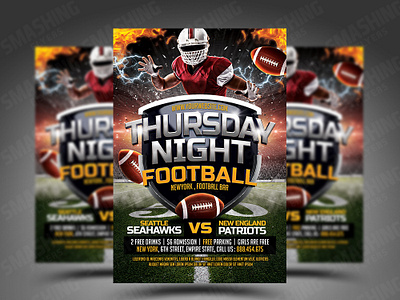 Thursday Night Football Flyer PSD template american football american football flyer flyer flyer artwork flyer design flyer template flyer templates nfl superbowl
