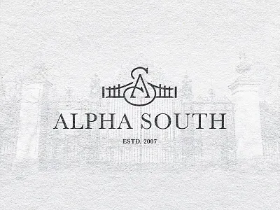 Alpha South logo alpha black brand door gate logo logotype paper south white