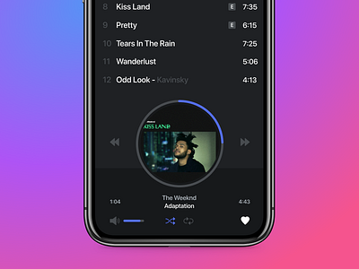 Now Playing Music UI interaction interface iphone menu music music app playback the weeknd ui