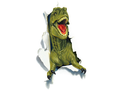 T Rex Roarsome More branding clipart design digital art digital download dinosaur illustration painting paper tear photorealism pre historic realistic painting roarsome surprise t rex toy tshirt art tshirt design tshirt graphics tyrannosaurus rex