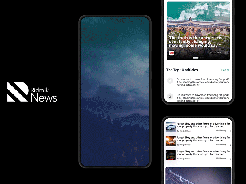 Ridmik News UI news . app . ui . ux . design .