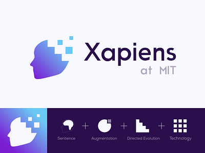 Logo Xapiens branding gradient head human illustration logo mit profile technology